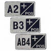 Blood group AB- badge embroidered on ultramarine with metallic thread - sewing application