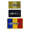 Ecuson Lupul Dacic cu aplicare Velcro (cu scai) - 7,5x4,5 cm - brodat pe suport tricolor cu contur galben