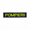 Ecuson POMPIERII piept cu text vernil fluorescent si contur rosu - aplicare prin coasere - 10x2,5 cm