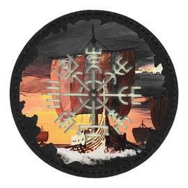 PATCH VEGVISIR/DRAKKAR ROUND (80MM) - BLACK/GID - M-TAC