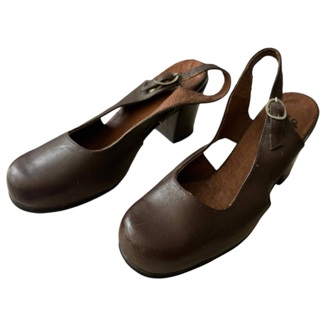 LADIES' SANDALS WITH THICK HEEL - SUMMER - BROWN - ROMANIAN ARMY MILITARY SURPLUS - IN GOOD CONDITION