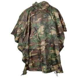 RIP-STOP PONCHO, RAINCOAT - 144 x 223 CM - MFH - WOODLAND CAMOUFLAGE