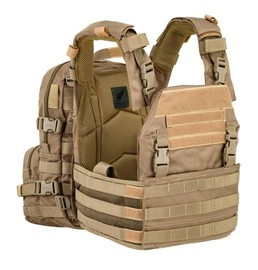TACTICAL VEST FOR BALLISTIC PLATES - WITH INTEGRATED BACKPACK - Defcon 5® - COYOTE TAN