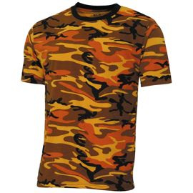 US T-Shirt, Streetstyle, orange camo, 140-145 g/m2