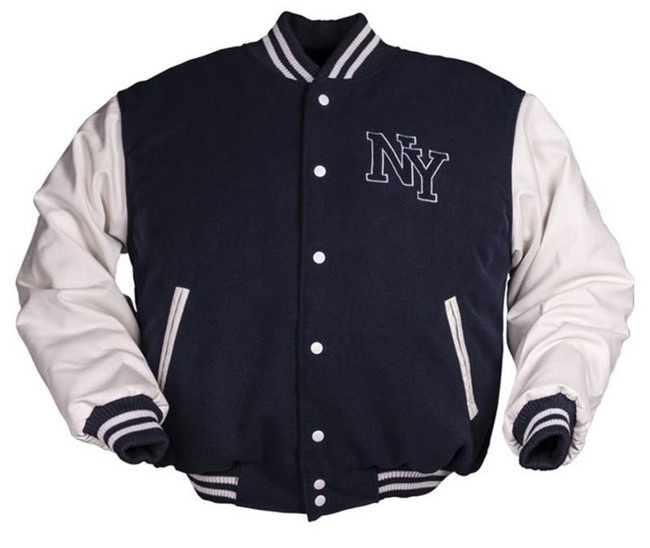 NY NAVY/WHITE BASEBALL JACKET W. PATCH