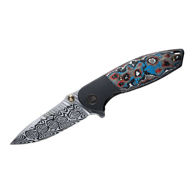 DAMASCUS KNIFE NITRO MINI BLACK TITANIUM NEBULA CARBON - WE KNIFE