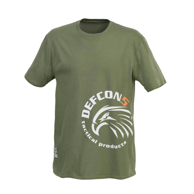 PRINTED COTTON T-SHIRT - DOUBLE LOGOS - GREEN OD - DEFCON5