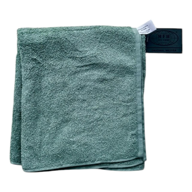 NL towel, terry cloth, used, od green and blue