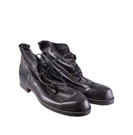 COMBAT SHOES WITH LEATHER SOLE - BLACK - ITALIAN MILITARY SURPLUS - USED