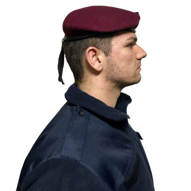 Beret cap Burgundy - leather on the side