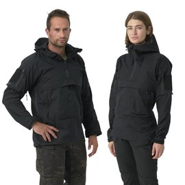 Unisex Tracer Anorak Jacket - Polycotton Stretch Ripstop - Black - Helikon Tex