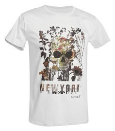PRINTED T-SHIRT - SKULL WITH FLOWERS - D.FIVE - WHITE