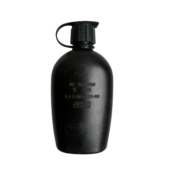 PLASTIC CANTEEN - BRITISH ARMY SURPLUS - 75 ML - BLACK - USED