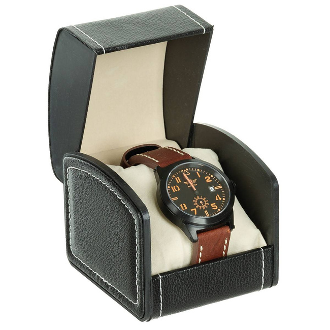 Watch, "FLIEGER", brown leather bracelet, with case