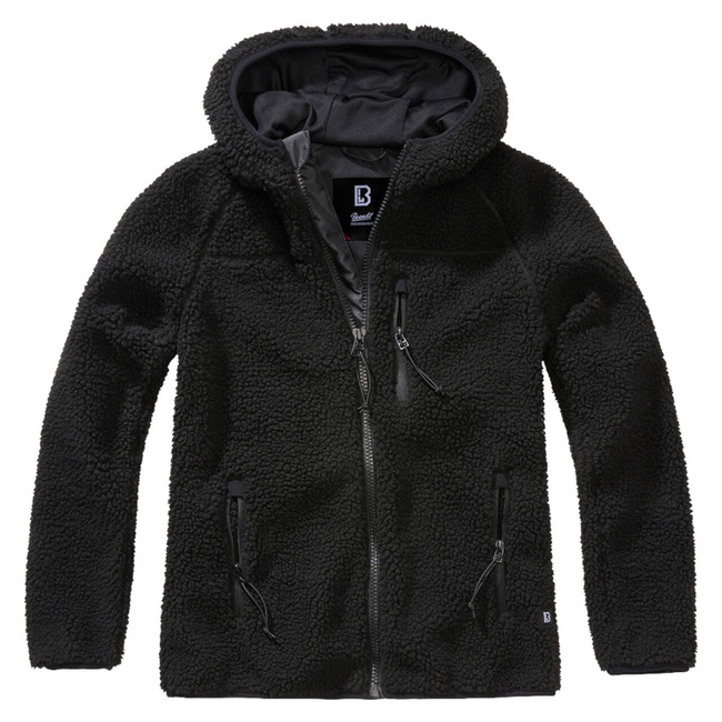 Women's Teddyfleece jacket with hood - black - Brandit