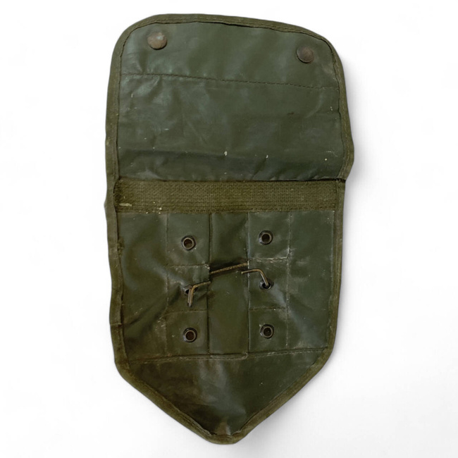 PROTECTION COVER FOR FOLDABLE SHOVEL - BELGIAN ARMY MILITARY SURPLUS - OLIVE GREEN - IN GOOD CONDITION USED