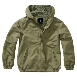 KIDS SUMMER JACKET WITH FRONT ZIPPER - WINDBREAKER - OLIVE GREEN - BRANDIT