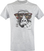 ORGANIC COTTON T SHIRT "MONKEY WITH GLASSES" - GREY